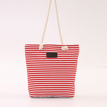 Mara's Dream Fashion Canvas Unisex Stripe Women Zipper Handbag Strap Coffee Shopping Bag Shoulder Bag Lady Bags