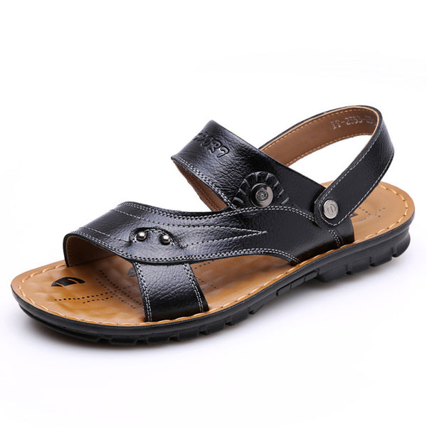 2017 summer male sandals men genuine leather shoes fashion slippers open toe shoes brand Beach shoes for man size 39-44
