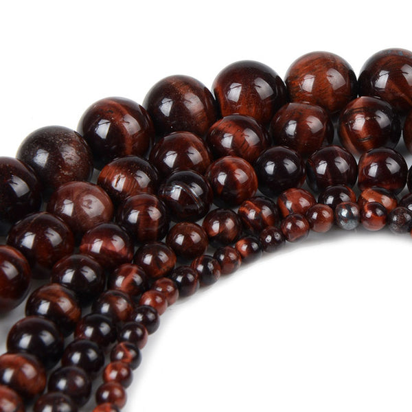 Chanfar 8mm Natural Stone Beads Black Lava Tiger Eye Bulk Loose Stone Beads For DIY Making Bracelet Necklace Jewelry