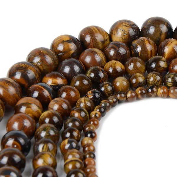 Chanfar 8mm Natural Stone Beads Black Lava Tiger Eye Bulk Loose Stone Beads For DIY Making Bracelet Necklace Jewelry