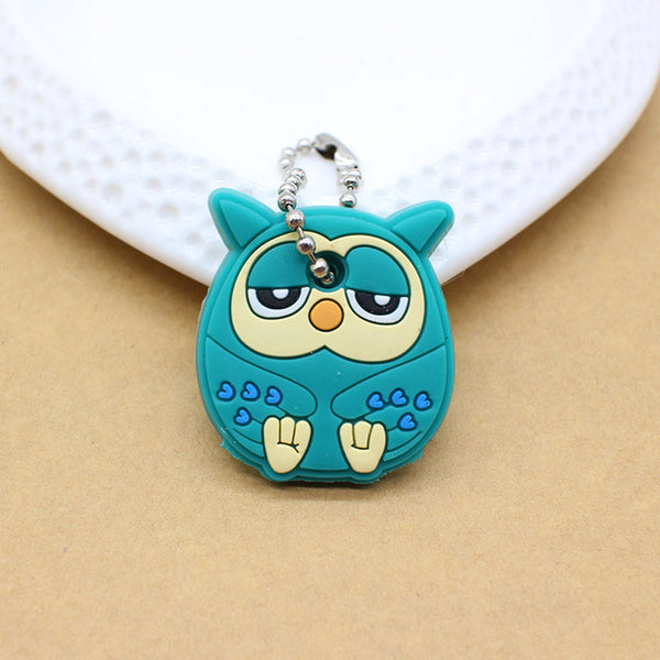 Cute Anime Cartoon Minion Key Cover Owl Bear Keychain Silicone Stitch Pendant porte clef Unisex Key Caps Minnie monster Chain