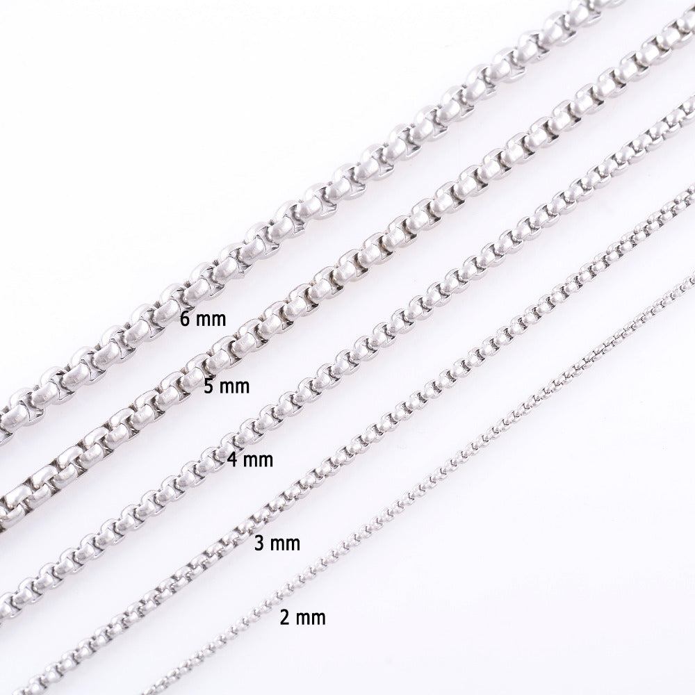 316L Stainless Steel Chain Necklace Mens Silver Tone High Quality Stainless Steel Link Chain Box Chain Wholesale