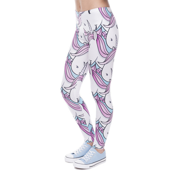 Zohra New Fashion Women Leggings Digital Printed Trousers Pink White Unicorn Legging Slim High Waist Legins Women Pants