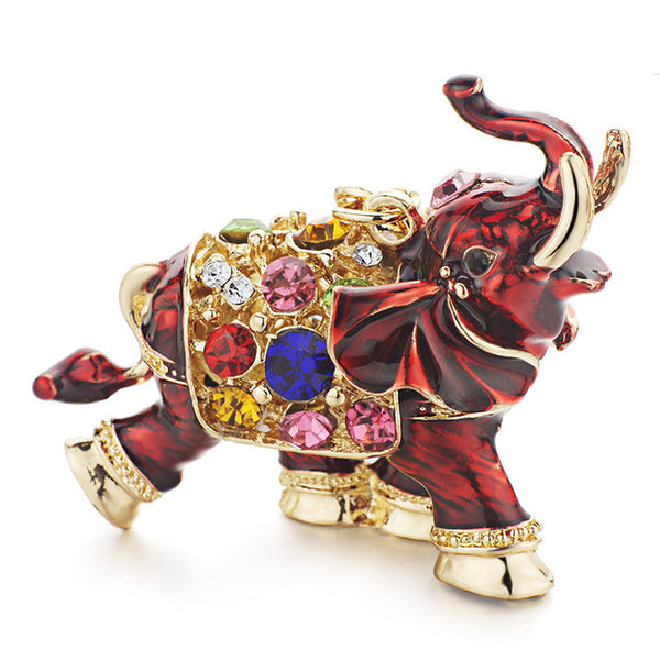 Dalaful 3D Auspicious Elephant Key Holder Chains Whole Enamel Colorful Crystal Bag Pendant Keyrings KeyChains For Women K280