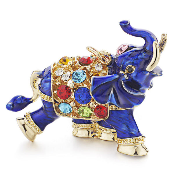 Dalaful 3D Auspicious Elephant Key Holder Chains Whole Enamel Colorful Crystal Bag Pendant Keyrings KeyChains For Women K280