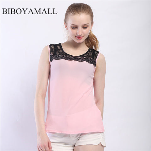 BIBOYAMALL Women Blouses Summer 2017 Sexy Ladies blouse Flower lace Tops Chiffon shirt Elegant Women shirt Plus size 5XL Pink
