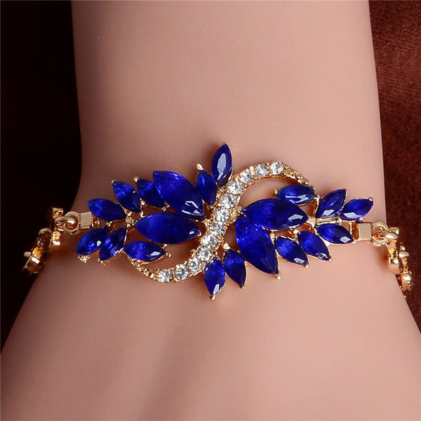 SHUANGR Free shipping Fashion Women/Lady's New Yellow Gold Color Austrian Crystal 5 Colors CZ Stones Bracelets & Bangles Jewelry