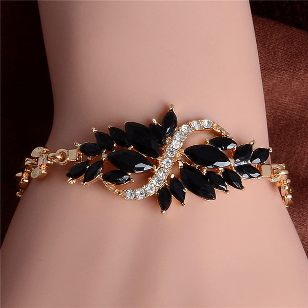 SHUANGR Free shipping Fashion Women/Lady's New Yellow Gold Color Austrian Crystal 5 Colors CZ Stones Bracelets & Bangles Jewelry