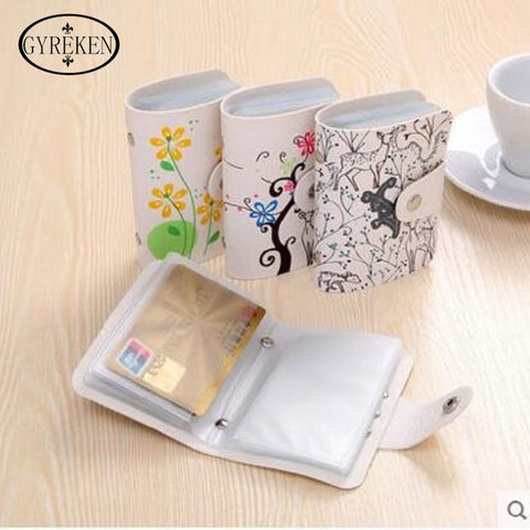 24 Slot Hot Sale PU Leather the card cover of Flower Pattern Business Credit Card Holder Wallet Free Shipping PY089