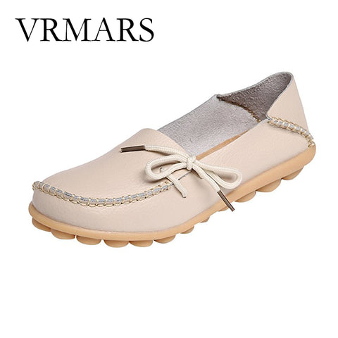 VRMARS 2017 Moccasins Women's Soft Leisure Flats Female Driving Shoes Loafers Mother Casual Shoes Woman Genuine Leather Shoes