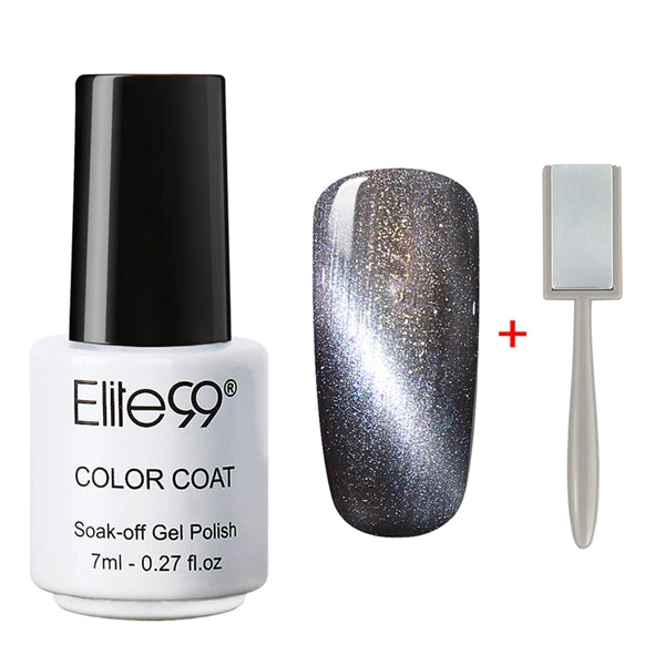 Elite99 3D Cat Eyes UV Gel Polish 7ml Soak Off LED UV Gel Nail Polish Magnetic Gel Lacquer with Magnet Stick for UV Polish