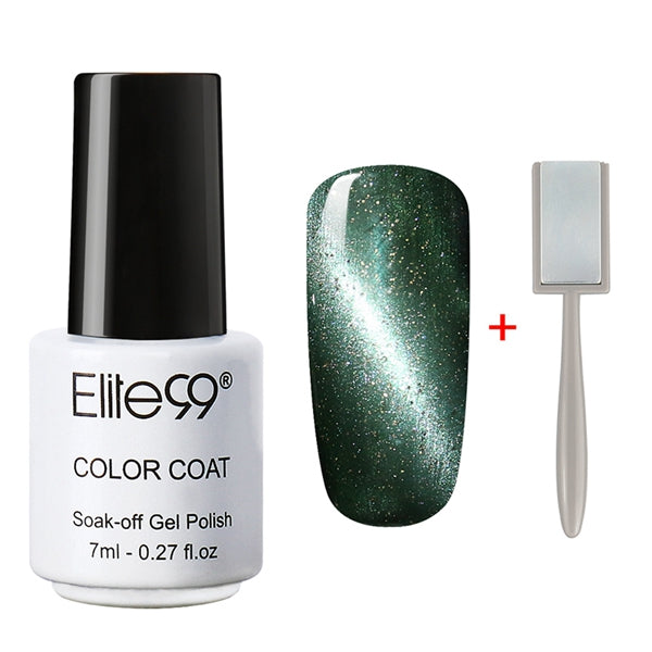 Elite99 3D Cat Eyes UV Gel Polish 7ml Soak Off LED UV Gel Nail Polish Magnetic Gel Lacquer with Magnet Stick for UV Polish