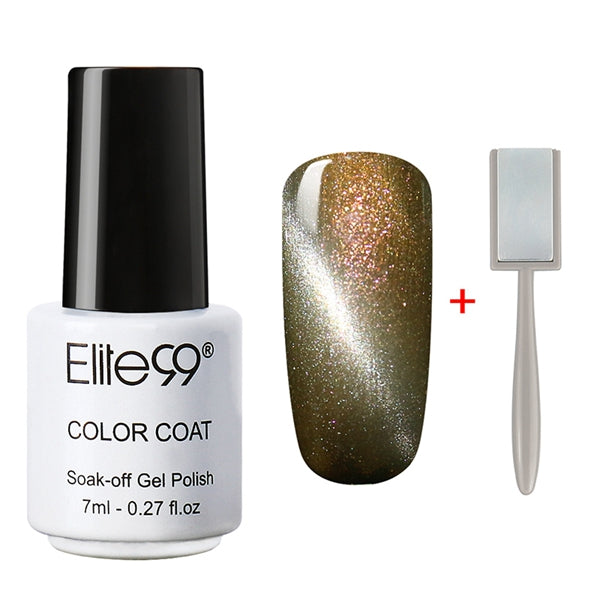 Elite99 3D Cat Eyes UV Gel Polish 7ml Soak Off LED UV Gel Nail Polish Magnetic Gel Lacquer with Magnet Stick for UV Polish