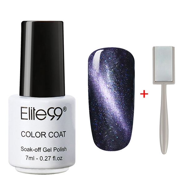 Elite99 3D Cat Eyes UV Gel Polish 7ml Soak Off LED UV Gel Nail Polish Magnetic Gel Lacquer with Magnet Stick for UV Polish