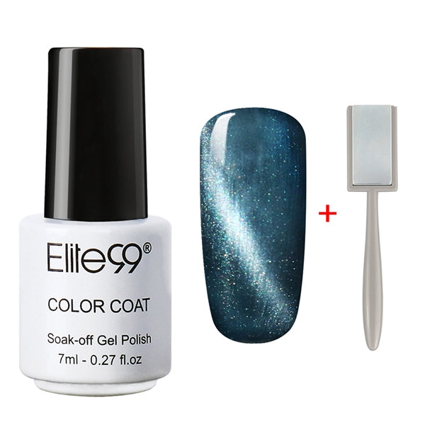 Elite99 3D Cat Eyes UV Gel Polish 7ml Soak Off LED UV Gel Nail Polish Magnetic Gel Lacquer with Magnet Stick for UV Polish