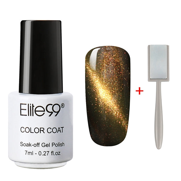 Elite99 3D Cat Eyes UV Gel Polish 7ml Soak Off LED UV Gel Nail Polish Magnetic Gel Lacquer with Magnet Stick for UV Polish