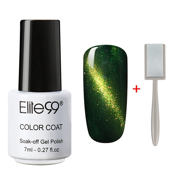 Elite99 3D Cat Eyes UV Gel Polish 7ml Soak Off LED UV Gel Nail Polish Magnetic Gel Lacquer with Magnet Stick for UV Polish