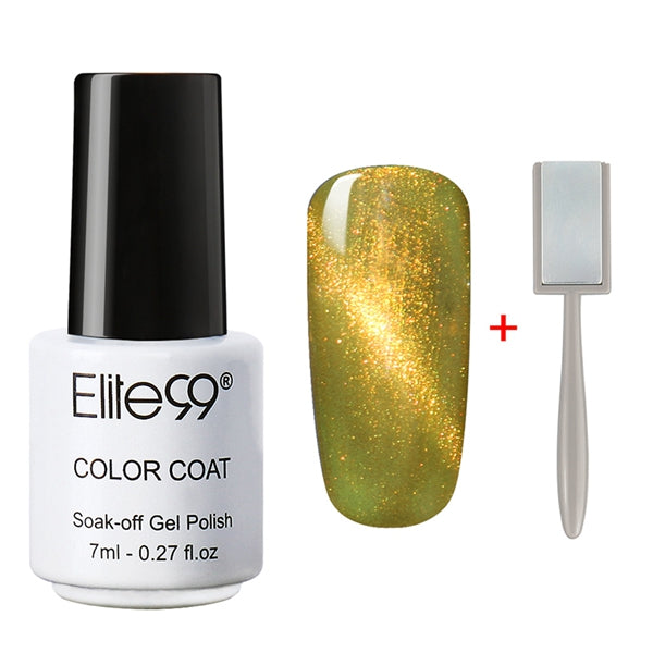 Elite99 3D Cat Eyes UV Gel Polish 7ml Soak Off LED UV Gel Nail Polish Magnetic Gel Lacquer with Magnet Stick for UV Polish