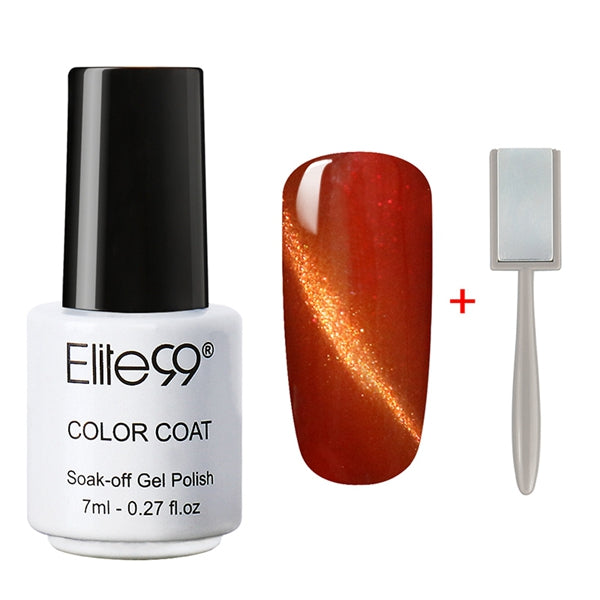 Elite99 3D Cat Eyes UV Gel Polish 7ml Soak Off LED UV Gel Nail Polish Magnetic Gel Lacquer with Magnet Stick for UV Polish