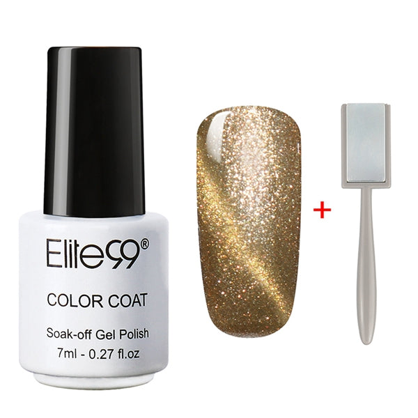 Elite99 3D Cat Eyes UV Gel Polish 7ml Soak Off LED UV Gel Nail Polish Magnetic Gel Lacquer with Magnet Stick for UV Polish