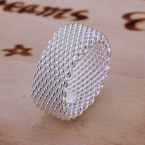 Free Shipping wholesale fashion jewelry Silver Ring Fine Fashion Net Ring Women&Men Gift  Finger Rings