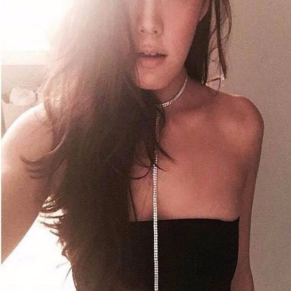 New Fashion Women 2017 Chocker Constraints Rhinestone Crystal Personality Neck Long  Chain Pendant Choker Necklaces Jewelry