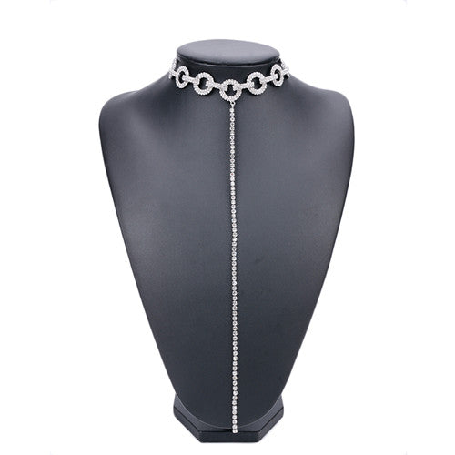 New Fashion Women 2017 Chocker Constraints Rhinestone Crystal Personality Neck Long  Chain Pendant Choker Necklaces Jewelry