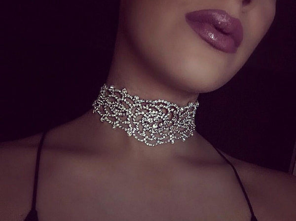 New Fashion Women 2017 Chocker Constraints Rhinestone Crystal Personality Neck Long  Chain Pendant Choker Necklaces Jewelry