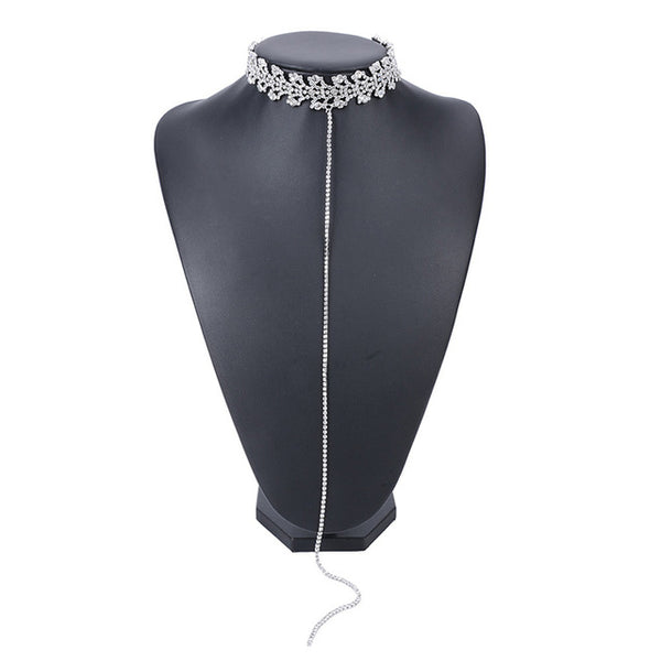 New Fashion Women 2017 Chocker Constraints Rhinestone Crystal Personality Neck Long  Chain Pendant Choker Necklaces Jewelry