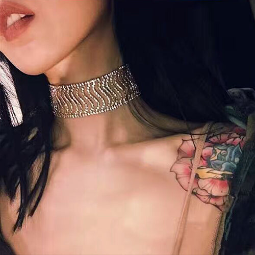 New Fashion Women 2017 Chocker Constraints Rhinestone Crystal Personality Neck Long  Chain Pendant Choker Necklaces Jewelry