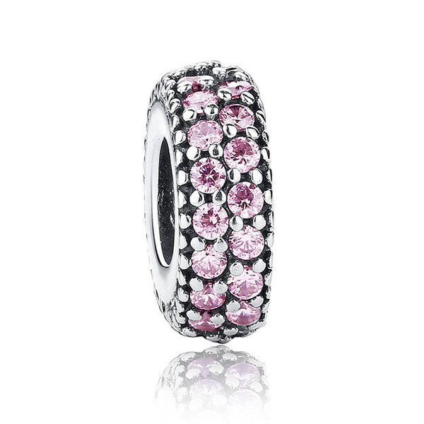 Authentic 925-sterling-silver Inspiration Within Spacer Clear CZ Charm Fit  Bracelet DIY Accessories Original PAS066