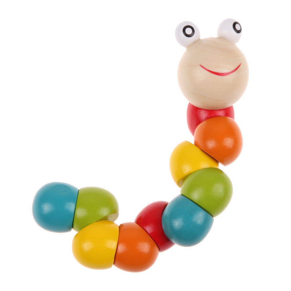 Kids Twist-colored Insects Toys Wooden Educational Variety Twisting Inchworm Toys Wood Intelligence Baby DIY Block Toy