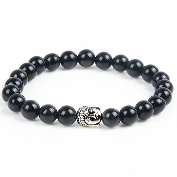 Chanfar Antique Silver Plated Buddha Bracelet Tiger Eye Lava Natural Stone Bracelet Bangle Women Men Jewelry Pulseras 2016
