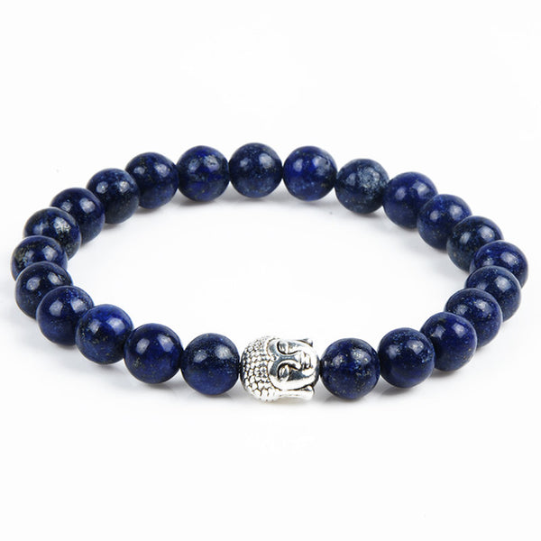 Chanfar Antique Silver Plated Buddha Bracelet Tiger Eye Lava Natural Stone Bracelet Bangle Women Men Jewelry Pulseras 2016