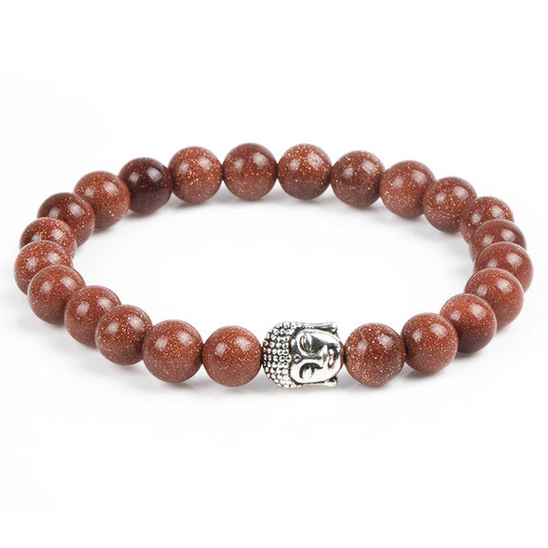 Chanfar Antique Silver Plated Buddha Bracelet Tiger Eye Lava Natural Stone Bracelet Bangle Women Men Jewelry Pulseras 2016