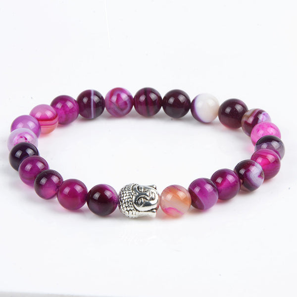 Chanfar Antique Silver Plated Buddha Bracelet Tiger Eye Lava Natural Stone Bracelet Bangle Women Men Jewelry Pulseras 2016
