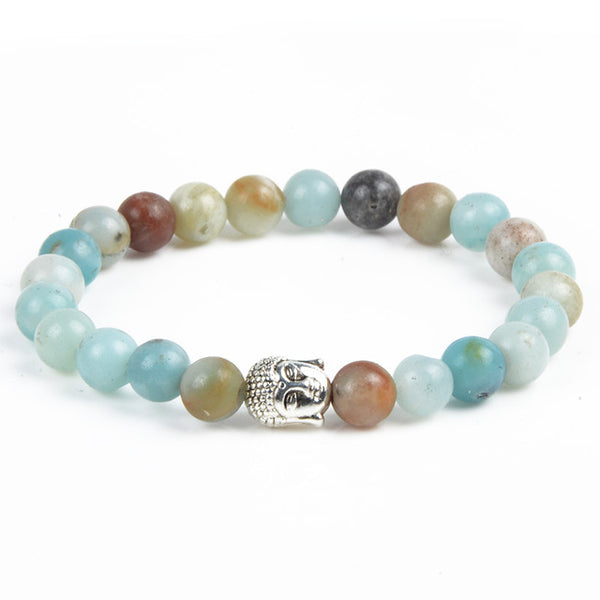 Chanfar Antique Silver Plated Buddha Bracelet Tiger Eye Lava Natural Stone Bracelet Bangle Women Men Jewelry Pulseras 2016