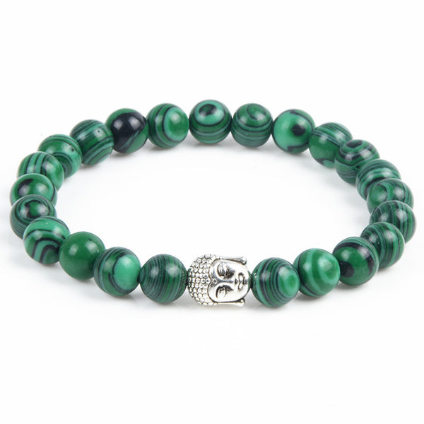 Chanfar Antique Silver Plated Buddha Bracelet Tiger Eye Lava Natural Stone Bracelet Bangle Women Men Jewelry Pulseras 2016