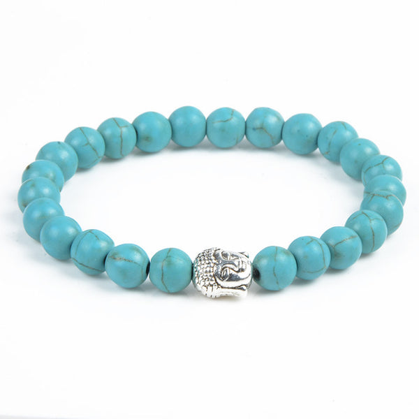 Chanfar Antique Silver Plated Buddha Bracelet Tiger Eye Lava Natural Stone Bracelet Bangle Women Men Jewelry Pulseras 2016