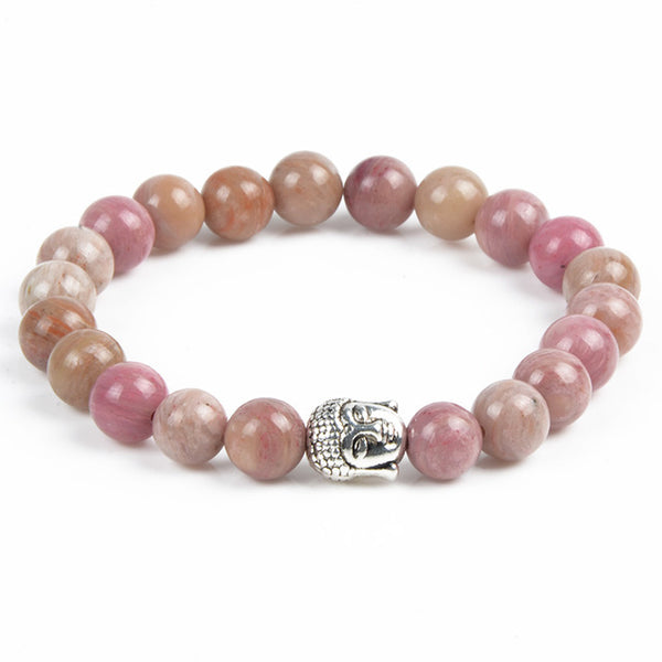Chanfar Antique Silver Plated Buddha Bracelet Tiger Eye Lava Natural Stone Bracelet Bangle Women Men Jewelry Pulseras 2016