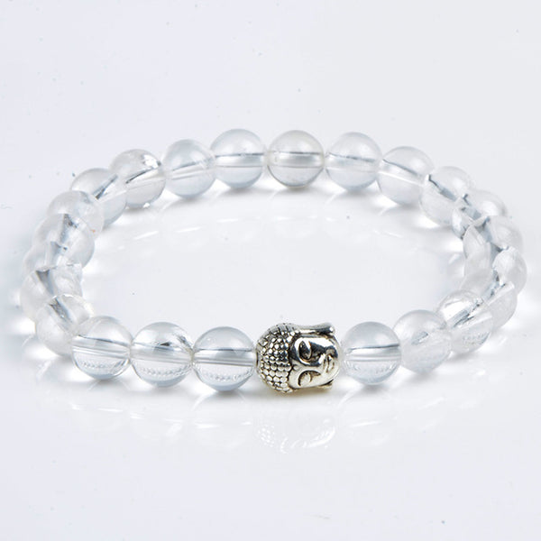 Chanfar Antique Silver Plated Buddha Bracelet Tiger Eye Lava Natural Stone Bracelet Bangle Women Men Jewelry Pulseras 2016