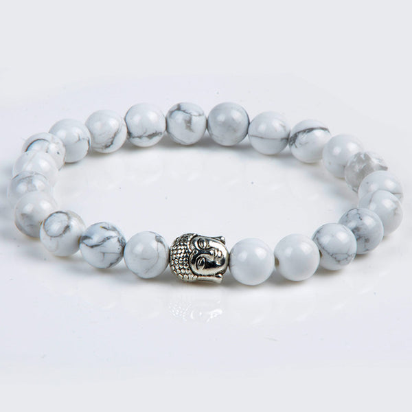 Chanfar Antique Silver Plated Buddha Bracelet Tiger Eye Lava Natural Stone Bracelet Bangle Women Men Jewelry Pulseras 2016