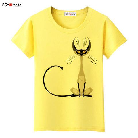 BGtomato super cool elegant cat T-shirts for women originality design fashion 3D shirts Brand good quality soft casual shirts
