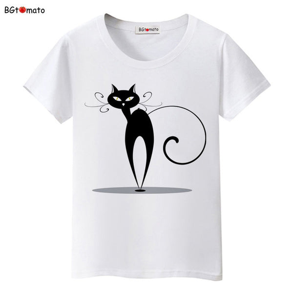 BGtomato super cool elegant cat T-shirts for women originality design fashion 3D shirts Brand good quality soft casual shirts