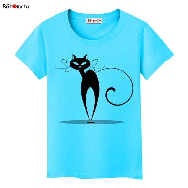 BGtomato super cool elegant cat T-shirts for women originality design fashion 3D shirts Brand good quality soft casual shirts