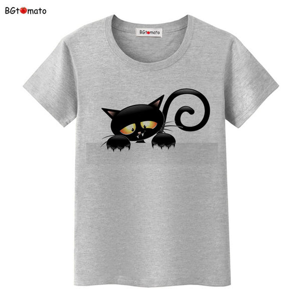 BGtomato super cool elegant cat T-shirts for women originality design fashion 3D shirts Brand good quality soft casual shirts