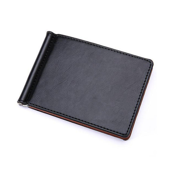 FLAMA Brand Solid simple Mini Men's leather wallet Money clip with clamp Slim purse with card slots for man