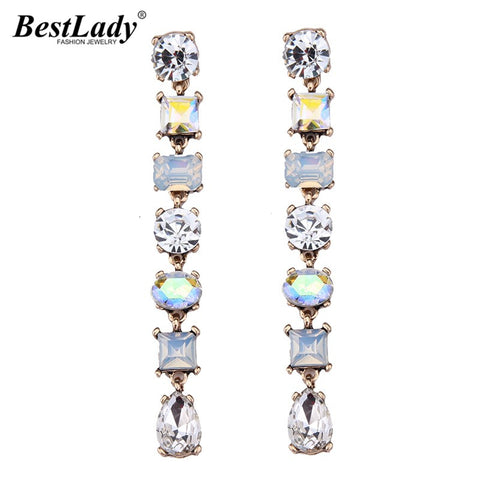 Best lady Luxury Beads Colorful Long Earrings Statement Jewelry Fashion Brand Hot Shinning Sexy Drop Dangle Earrings Women 4256