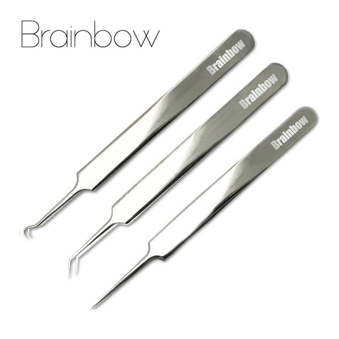 Brainbow 3pc/Pack Blackhead Tweezers Blackhead&Blemish Removers Point Bend Gib Head Comedone Acne Extractor Face Skin Care Tools
