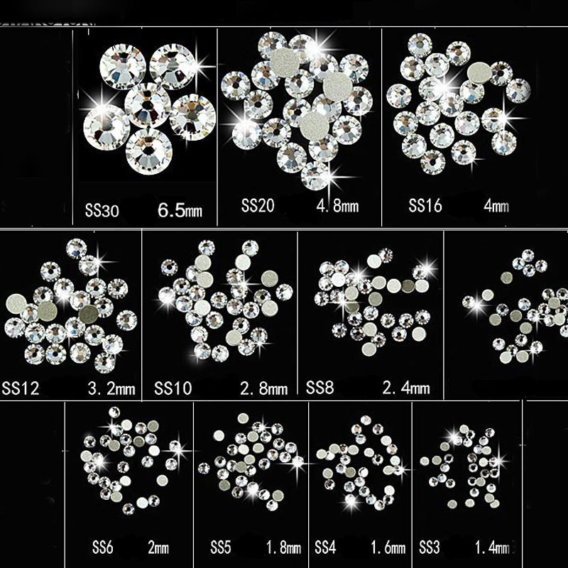 YanRuo Mix Crystal Clear Shinning Designs Top quality Non hotfix Flatback Nail Rhinestones 3d Nail Art Decorations Glass Stone